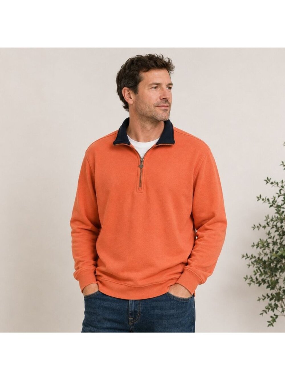 Callaway Golf Mens 1/4 Quarter Zip Pullover Sweater Cotton Blend Orange Size L